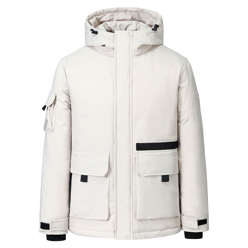 Style Cotton-Padded Coat Trendy Couple'S Casual Loose Mid-Length Fashion Winter Solid Color Jacket - Image 4