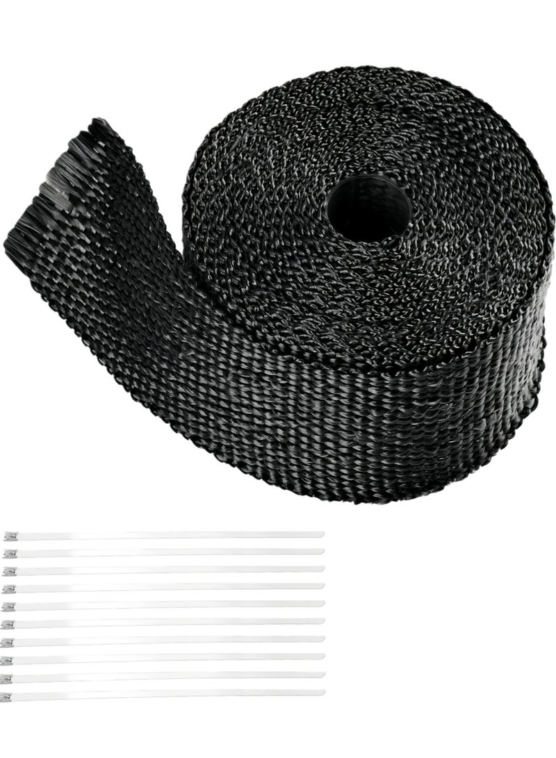 KUTONTECH Premium Exhaust Wrap Roll Titanium, 5M Thermal Exhaust Tape Insulation Tape Bandage for Motorcycle Car Truck Heat Shield Tape (10 pcs Stainless Ties). - Image 1