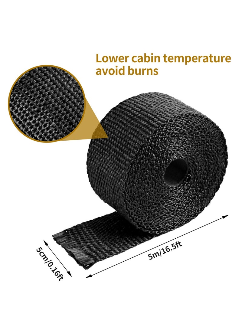 KUTONTECH Premium Exhaust Wrap Roll Titanium, 5M Thermal Exhaust Tape Insulation Tape Bandage for Motorcycle Car Truck Heat Shield Tape (10 pcs Stainless Ties). - Image 2