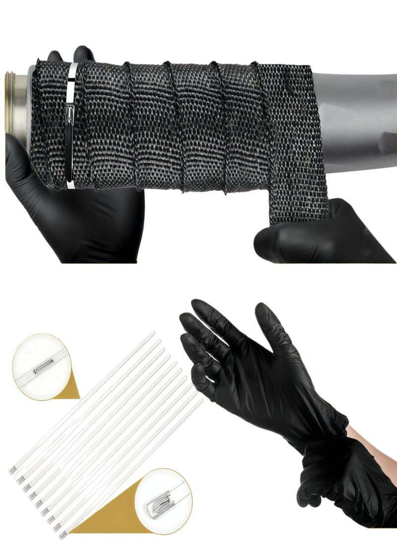 KUTONTECH Premium Exhaust Wrap Roll Titanium, 5M Thermal Exhaust Tape Insulation Tape Bandage for Motorcycle Car Truck Heat Shield Tape (10 pcs Stainless Ties). - Image 3