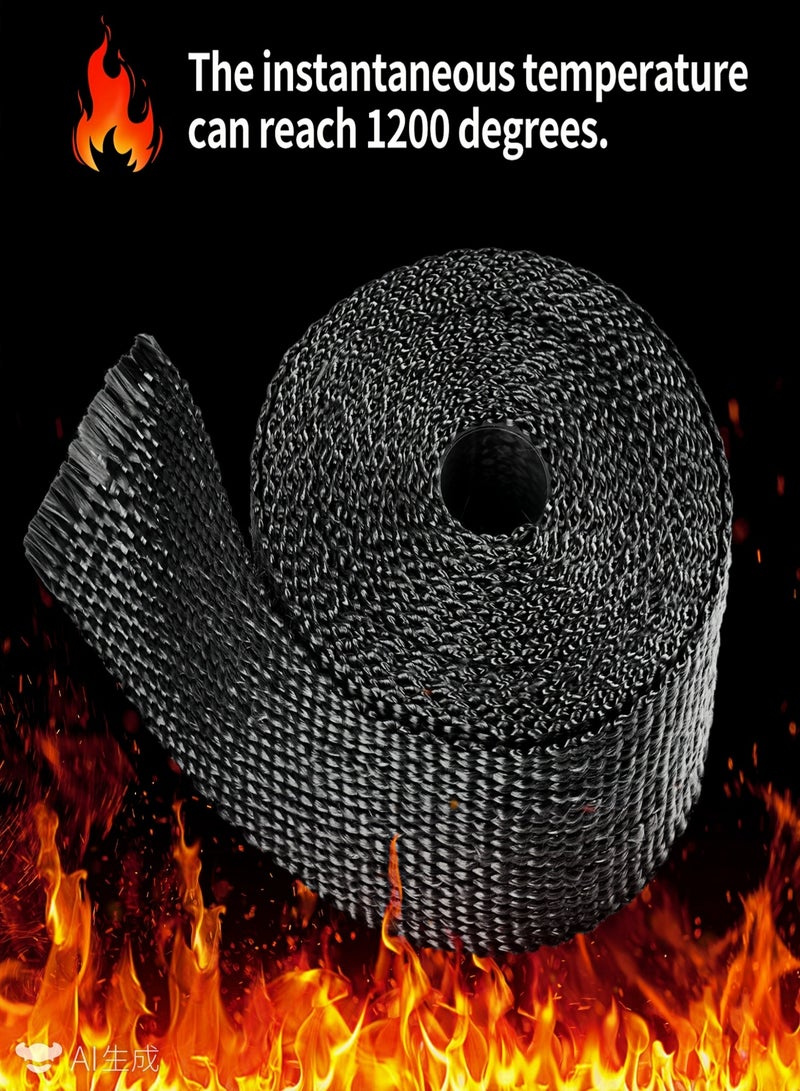 KUTONTECH Premium Exhaust Wrap Roll Titanium, 5M Thermal Exhaust Tape Insulation Tape Bandage for Motorcycle Car Truck Heat Shield Tape (10 pcs Stainless Ties). - Image 4