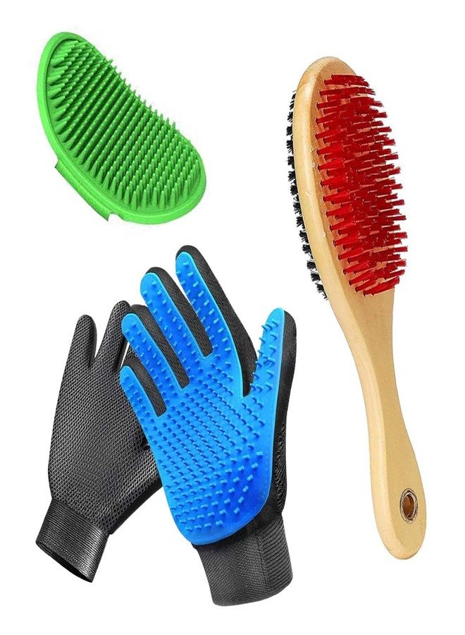 Pets Empire 3-in-1 Dog & Cat Grooming Combo - Self-Cleaning Slicker Brush, Silicone Bath Brush & Deshedding Glove | Pet Grooming Kit for All Breeds & Fur Types - Image 2