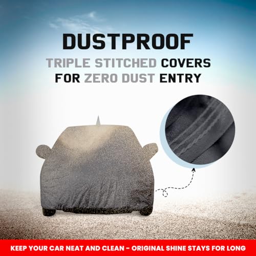 Autofact Ecosport Dustproof Car Cover with Mirror & Antenna Pockets, Grey Color, Taffeta Polyster,Triple Stitched, Compatible with Ford Ecosport Car Cover (2013 to 2022), Ecosport Car Accessories - Image 4