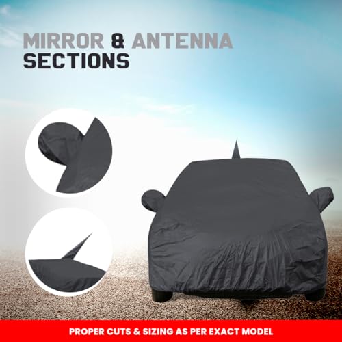 Autofact Ecosport Dustproof Car Cover with Mirror & Antenna Pockets, Grey Color, Taffeta Polyster,Triple Stitched, Compatible with Ford Ecosport Car Cover (2013 to 2022), Ecosport Car Accessories - Image 2