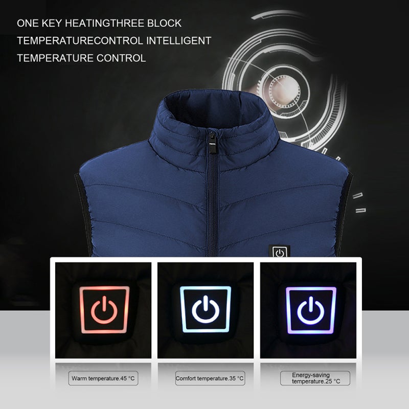 Heated Vest: M Size Blue - Fast Heating 3 Adjustable Temperature Levels Waterproof Breathable Fabric for Outdoor Winter Activities Skiing Hiking Men Women Boys Girls - Image 5