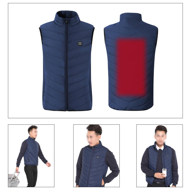 Heated Vest: M Size Blue - Fast Heating 3 Adjustable Temperature Levels Waterproof Breathable Fabric for Outdoor Winter Activities Skiing Hiking Men Women Boys Girls - Image 1