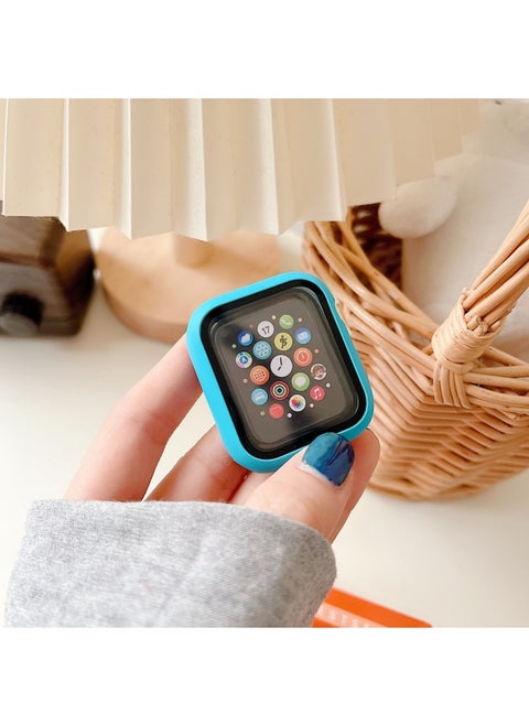 Suitable For Apple Watch Pc Plastic Protective Case Solid Color Integrated Protective Case Iwatch34567SE8 Representative Shell-Color:Blue-Appearance Size:42mm Carton Packaging