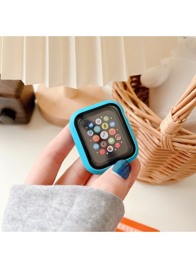 Generic - Suitable For Apple Watch Pc Plastic Protective Case Solid Color Integrated Protective Case Iwatch34567SE8 Representative Shell-Color:Blue-Appearance Size:42mm Carton Packaging - Image 1