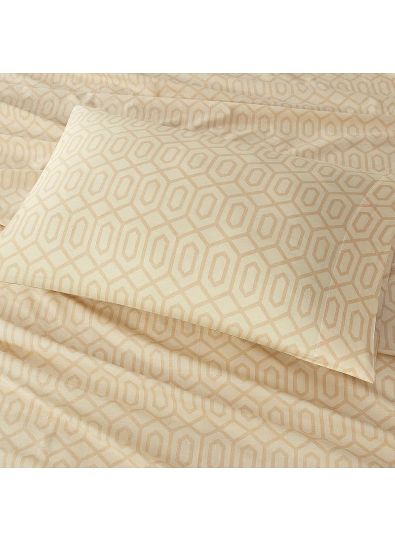 Comfort Spaces Comfort Spaces 144TC Cotton Sheet Set Breathable  Lightweight  Soft with Elastic Deep Pocket  Modern All Season Cozy Bedding  Matching Pillow Case  Twin  Diamond Tan 3 Piece  - Image 4