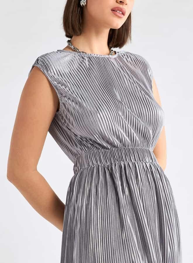 سبلاش فيڤ فستان دون أكمام بياقة مستديرة وطيات - Image 4