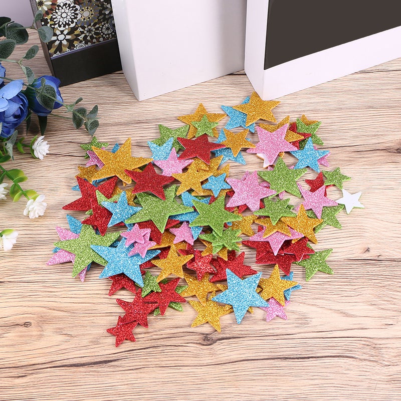 400 pcs Star Shape Glitter Stickers for Wall Ceiling DIY Projects (Random Color & Size) - Image 2