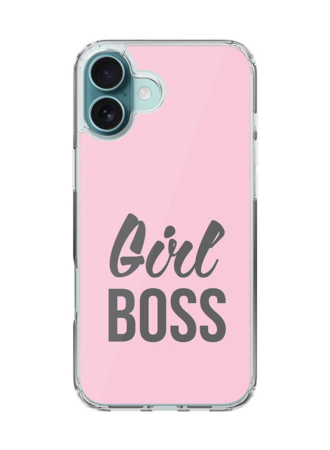 Stylizedd For iPhone 16 Plus Case [Compatible with MagSafe] Slim Magnetic cover Clear Phone Case - Girl Boss (Pink) FP - Image 1
