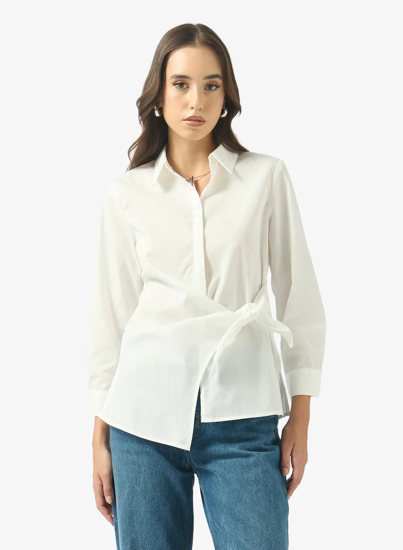 Ginger Oversize Button Down Shirt with Tie Up Detail