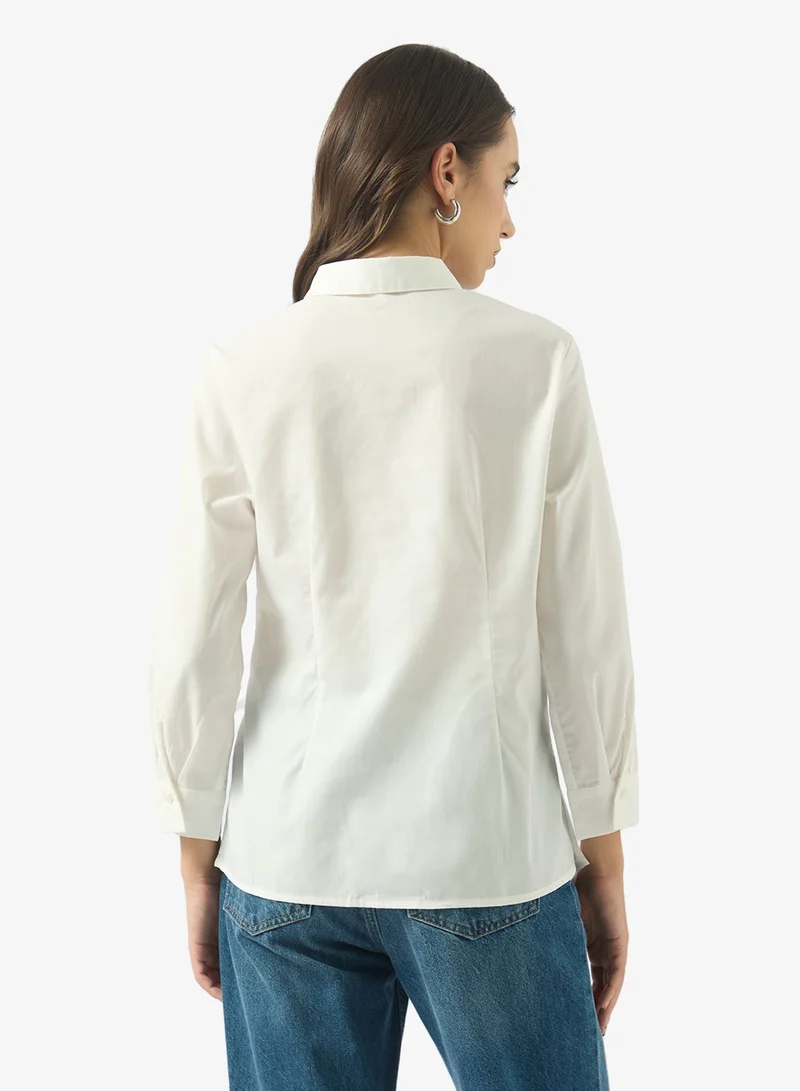 جينجر قميص بأزرار مقاس كبير مع تفاصيل ربط