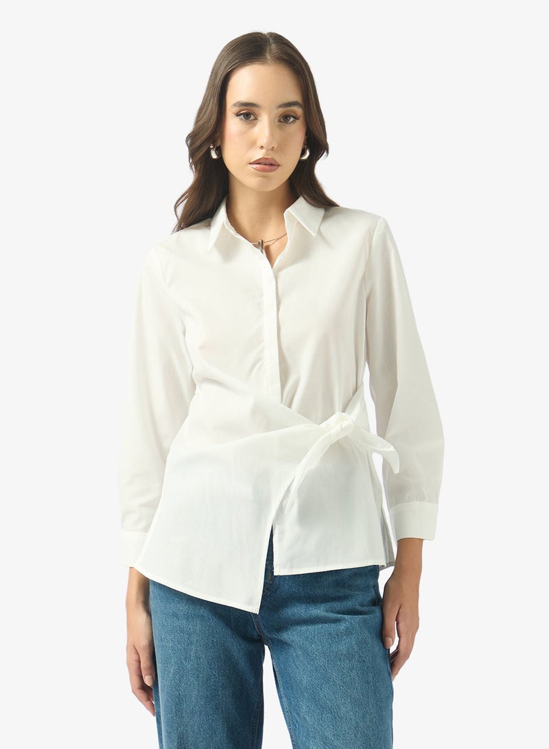 Ginger Oversize Button Down Shirt with Tie Up Detail - Image 1