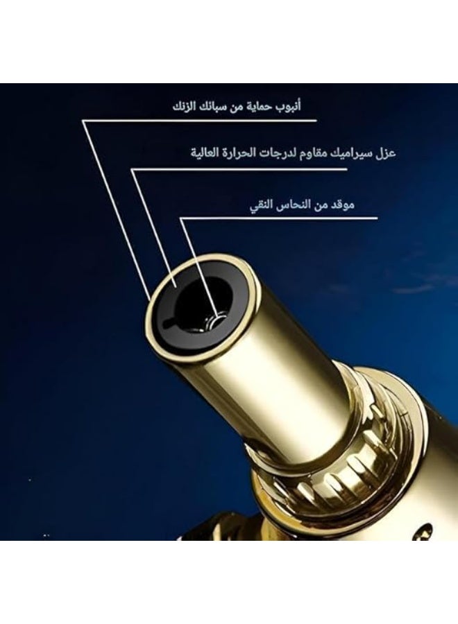 Professional Culinary Kitchen Blow Torch Gold Color Jet Flame Butane Lighter With Safety Lock Adjustable Flame Refillable Design For Cooking BBQ Dessert (Gas Not Included) - Image 4