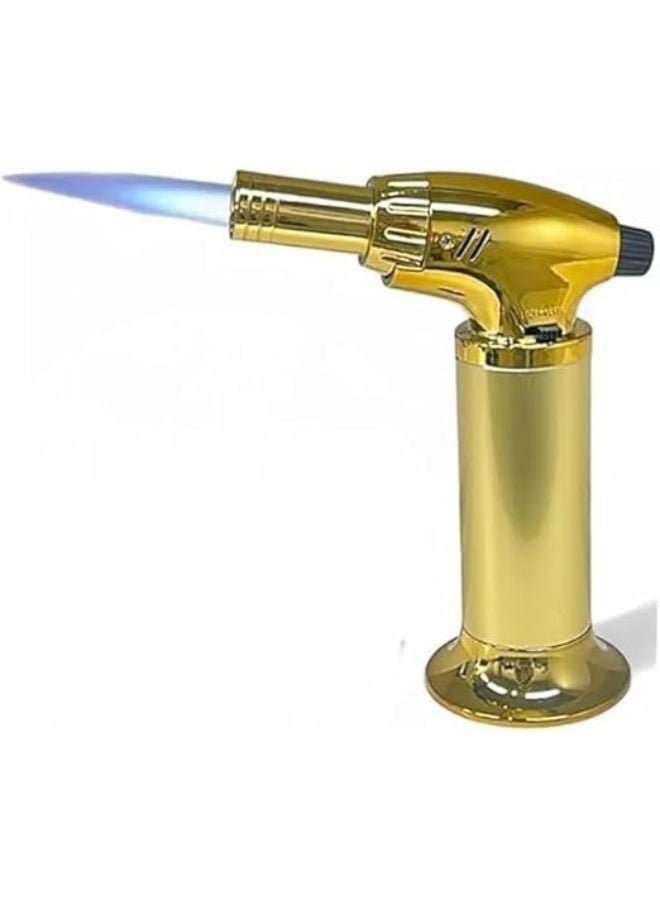 Professional Culinary Kitchen Blow Torch Gold Color Jet Flame Butane Lighter With Safety Lock Adjustable Flame Refillable Design For Cooking BBQ Dessert (Gas Not Included) - Image 2