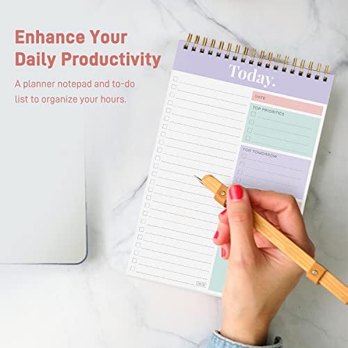 Sweetzer & Orange Daily & Weekly To Do List Notepad – Undated Work Planner & Organizer with Wish List Section, 52-Sheet Coiled Task Pad for Productivity – MAUVE To Do List Notebook for Work - Image 2