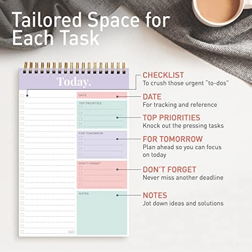 Sweetzer & Orange Daily & Weekly To Do List Notepad – Undated Work Planner & Organizer with Wish List Section, 52-Sheet Coiled Task Pad for Productivity – MAUVE To Do List Notebook for Work - Image 4