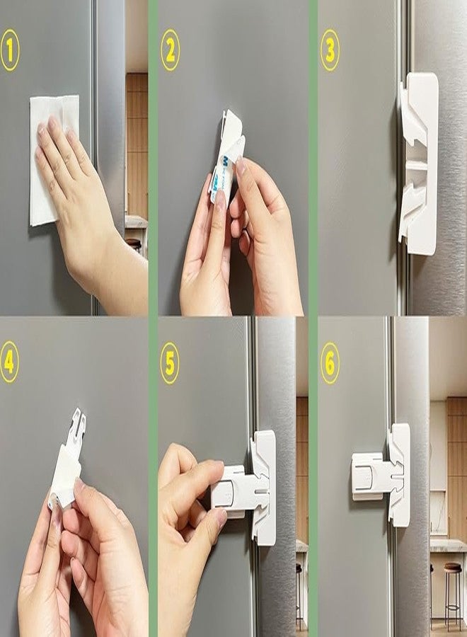 SKOFRI 1Pack Fridge Locks for Kids, Child Proof Refrigerator Door Locks for Toddler and Baby Safety, Freezer Locks for Kids with Sticky Adhesive for RV Refrigerator, No Tools Required Childproof Locks - Image 3
