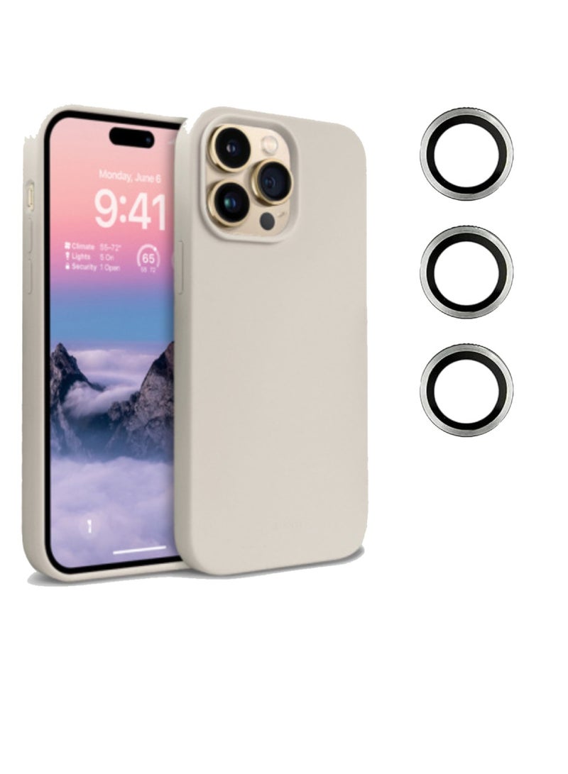 Digi Core جراب سيليكون لهاتف iPhone 14 Pro Max مقاس 6.7 بوصة مع 3 قطع لحماية عدسة الكاميرا لهاتف iPhone 14 Pro Max لهاتف iPhone 14 Pro Max بيج