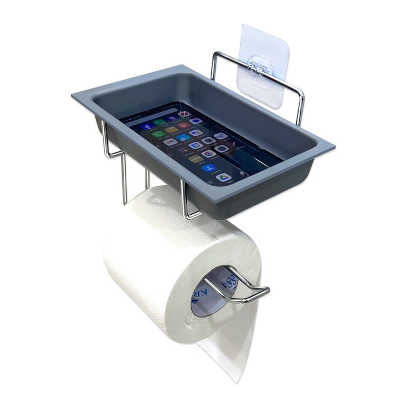 SmartSlide SmartSlide SelfAdhesive Bathroom Shelf Toilet Paper Holder Toilet Roll Holder for Bathroom Shampoo Holder Tissue Paper Holder with Mobile Stand for Bathroom 2 Pack Toilet Paper Holder  - Image 3