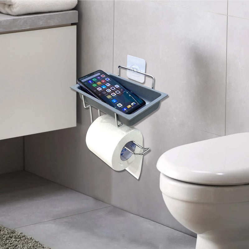 SmartSlide SmartSlide SelfAdhesive Bathroom Shelf Toilet Paper Holder Toilet Roll Holder for Bathroom Shampoo Holder Tissue Paper Holder with Mobile Stand for Bathroom 2 Pack Toilet Paper Holder  - Image 2