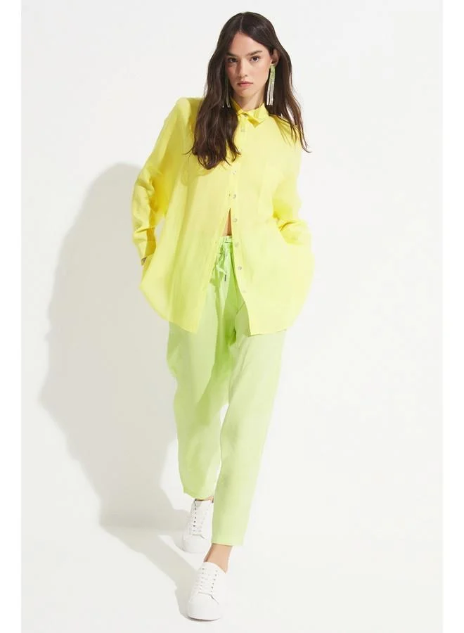 JUNE June Women Exclusive Elastic Waist Modal Blend Jogger Woven Trouser Light Green