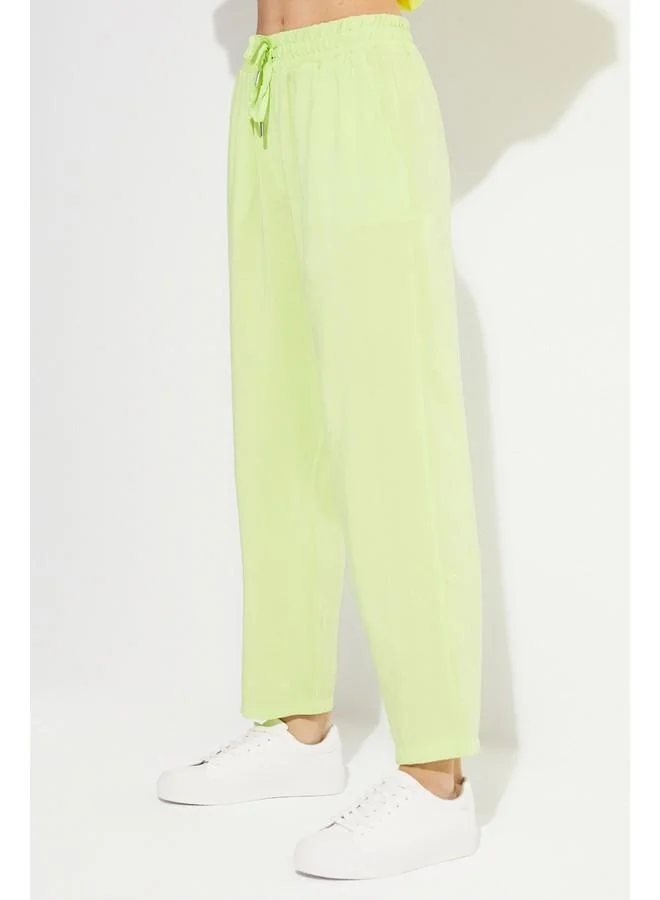JUNE June Women Exclusive Elastic Waist Modal Blend Jogger Woven Trouser Light Green