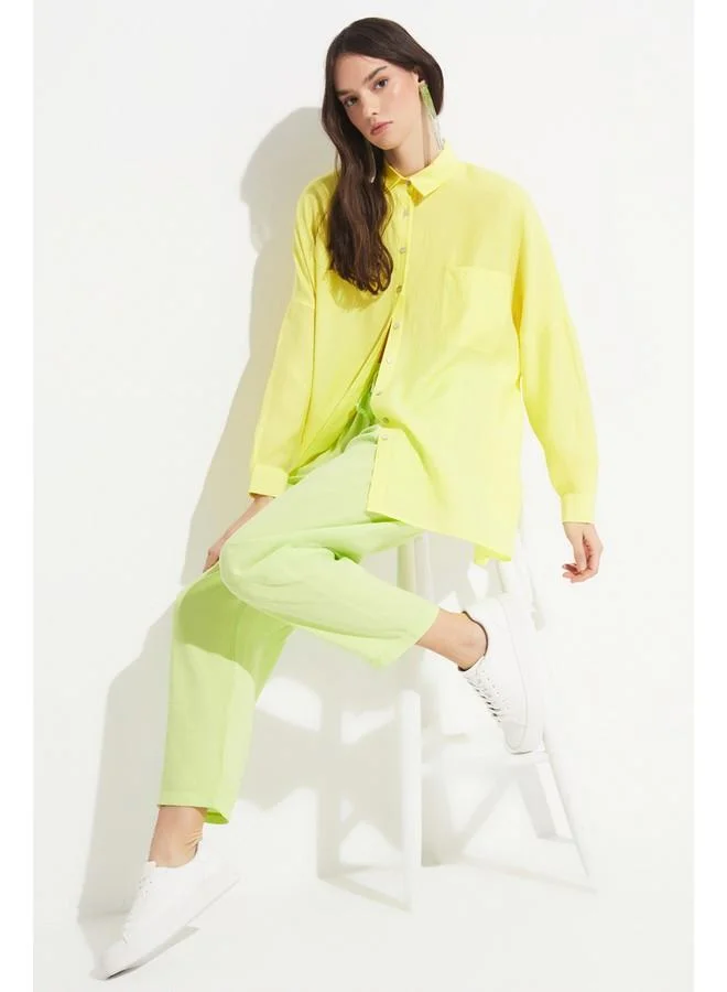 JUNE June Women Exclusive Elastic Waist Modal Blend Jogger Woven Trouser Light Green