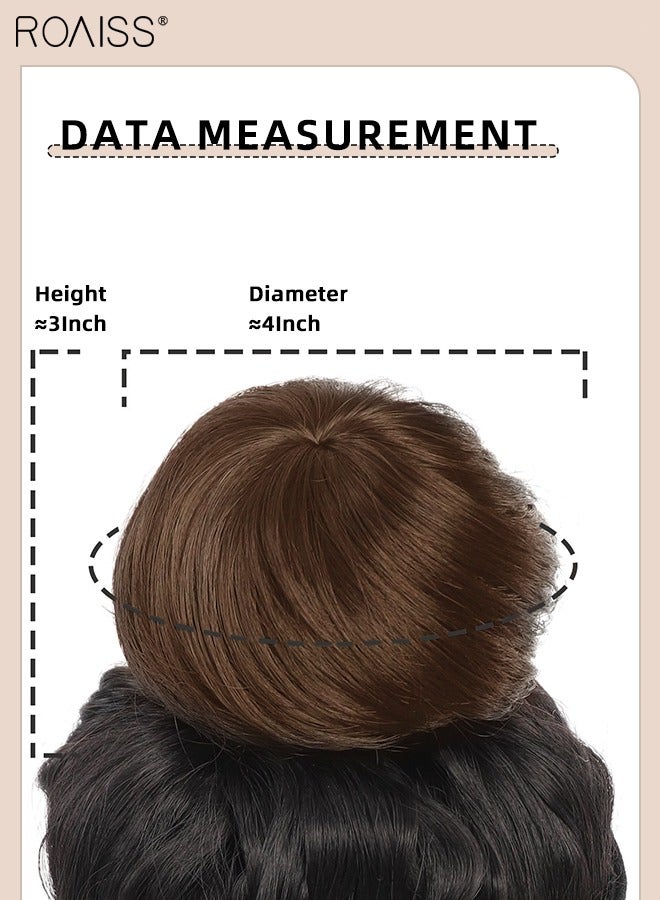 roaiss Synthetic Hair Bun Extension Roller Donut Chignon with Elastic Drawstring High Temperature Fiber Hairpiece for Women Daily Use - Light Brown - Image 5