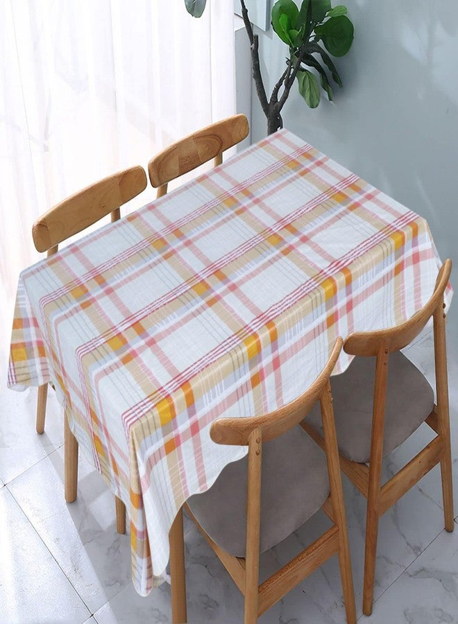 homewards® Red and Orange Checks Design PVC 6 Seater Rectangle 137 cm x 183 cm Table Cover with Cotton Backing - Image 4