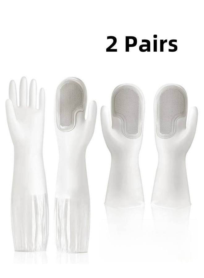 2 Pairs Silicone Dishwashing Gloves, Reusable Rubber Scrub Cleaning for Washing Dishes Gloves - Image 1