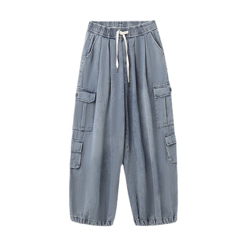 2022 Three-Dimensional Patch Bag Jeans National Fashion Brand Hip Hop Couple Washed Loose Wide-Leg Trousers Men And Women - Image 5