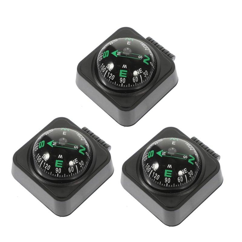 3Pcs Black Adjustable Vehicle Compass for Car Boat Motorcycle Dashboard Navigation - Image 2