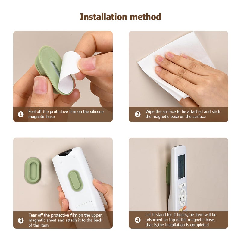 XYOFUN Magnetic Remote Control Holder Wall Mount - 4 Pcs No Drill Self-Adhesive Organizer for Air Conditioner & TV Remotes, Storage Caddy for Televisions Backside - Pink&Green - Image 3