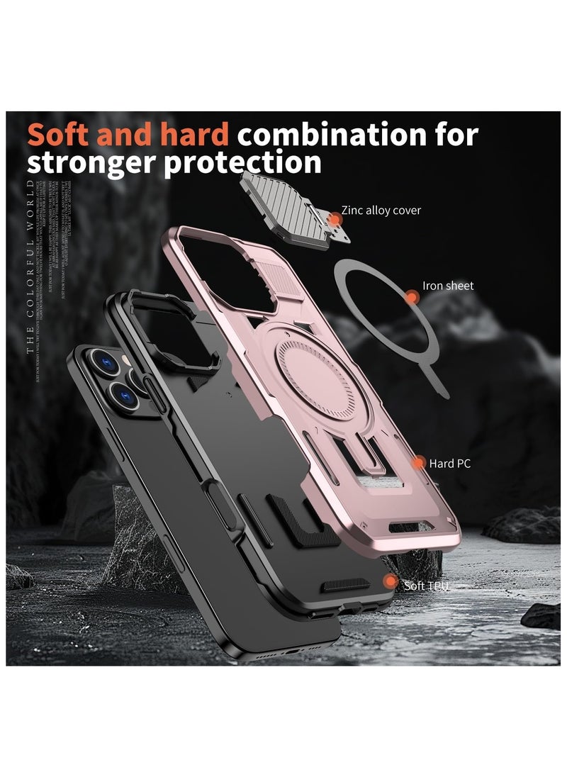 GOLDEN MASK - GOLDEN MASK Compatible With iPhone 14 Pro Max Case with Camera Protection, with Mag-safe Case Magnetic with Stand (Rose Gold) - Image 1