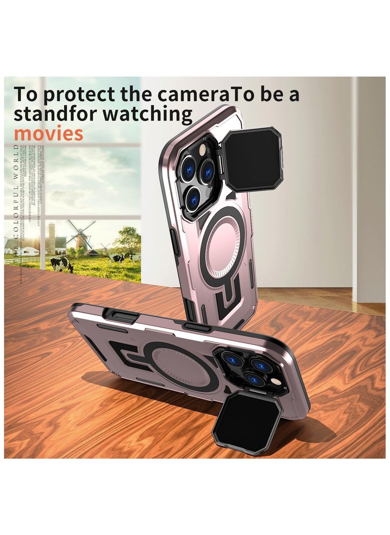 GOLDEN MASK - GOLDEN MASK Compatible With iPhone 14 Pro Max Case with Camera Protection, with Mag-safe Case Magnetic with Stand (Rose Gold) - Image 1