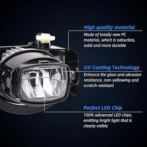 wideep Premium LED Fog Light Assembly with Bracket For 2024 2025 2026 F150 Lariat/STX/XL/XLT Ford, Replacement Assembly Kit with Bezel and Housing Black, wideep Easy Plug-and-Play Anti-fog, IP67 DC 12V, 2Pcs - Image 2