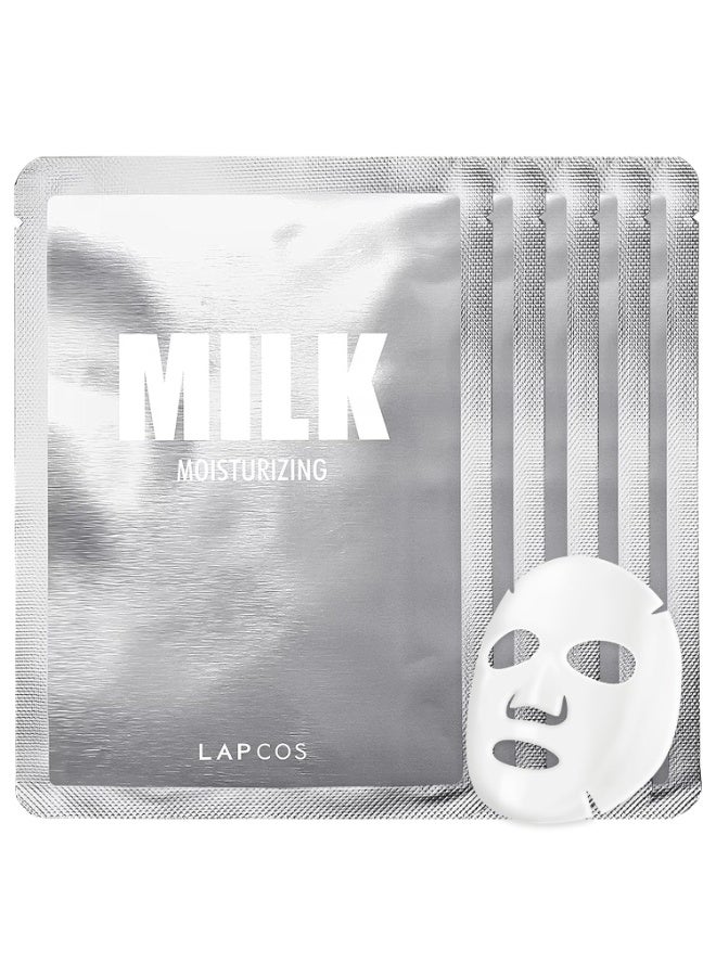 LAPCOS Milk Sheet Mask, Moisturizing Daily Face Mask to Replenish & Restore Dry Skin with Ceramides, Korean Beauty Favorite, 5-Pack - Image 1