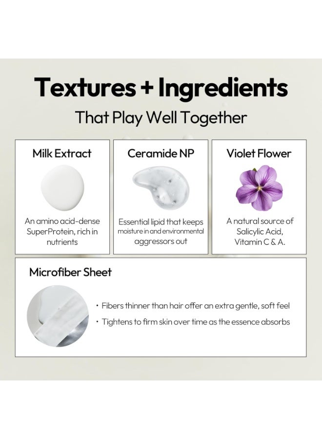 LAPCOS Milk Sheet Mask, Moisturizing Daily Face Mask to Replenish & Restore Dry Skin with Ceramides, Korean Beauty Favorite, 5-Pack - Image 3
