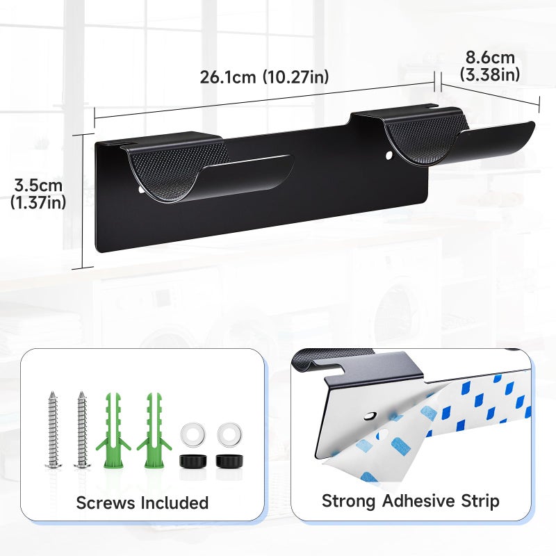 LOXSUN 2 PCS Wall Mount Curling Iron Holder and Hair Tool Organizer with Adhesive, Multifunctional Hot Flat Iron and Hair Straightener Holder Storage Stand for Vanity, Cabinet and Wall, Black - Image 5