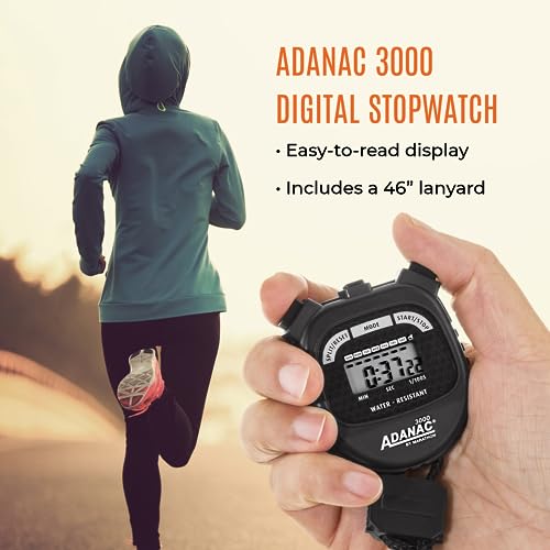 Marathon Adanac 3000 Digital Stopwatch Timer, Neon Green - High Precision Accuracy to 1/100th Seconds - Water, Dust & Shock Resistant - 46” Lanyard Included - Image 2