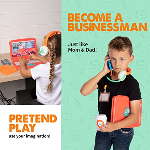 Born Toys Pretend Play Home Office Set for Ages 3-7 - Includes Toy Laptop, Phone, Calculator, Pop It & Headset - Image 3
