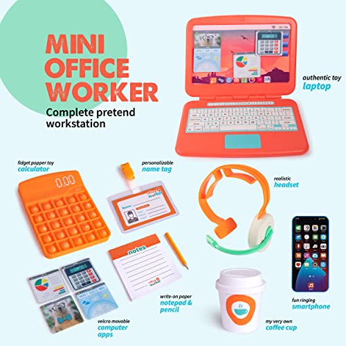 Born Toys Pretend Play Home Office Set for Ages 3-7 - Includes Toy Laptop, Phone, Calculator, Pop It & Headset - Image 2