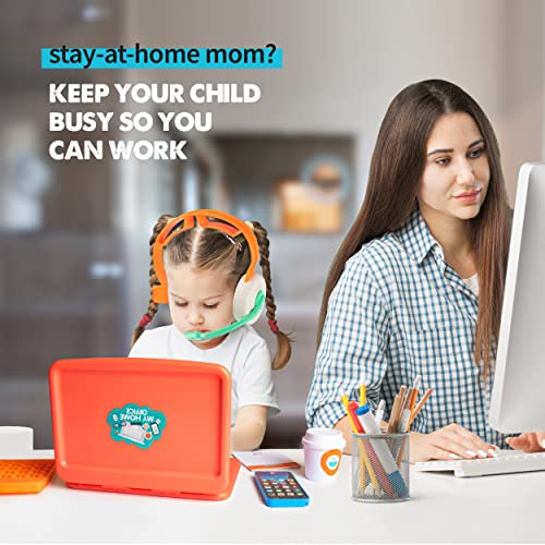 Born Toys Pretend Play Home Office Set for Ages 3-7 - Includes Toy Laptop, Phone, Calculator, Pop It & Headset - Image 4
