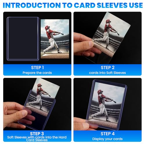 ZENOWICK 200 Card Sleeves Top Loaders for Cards, 3" x 4" Hard Plastic Toploaders, Baseball Card Protectors, Trading Card Holder for Football Sports Cards (100 Toploaders + 100 Penny Sleeves) - Image 5