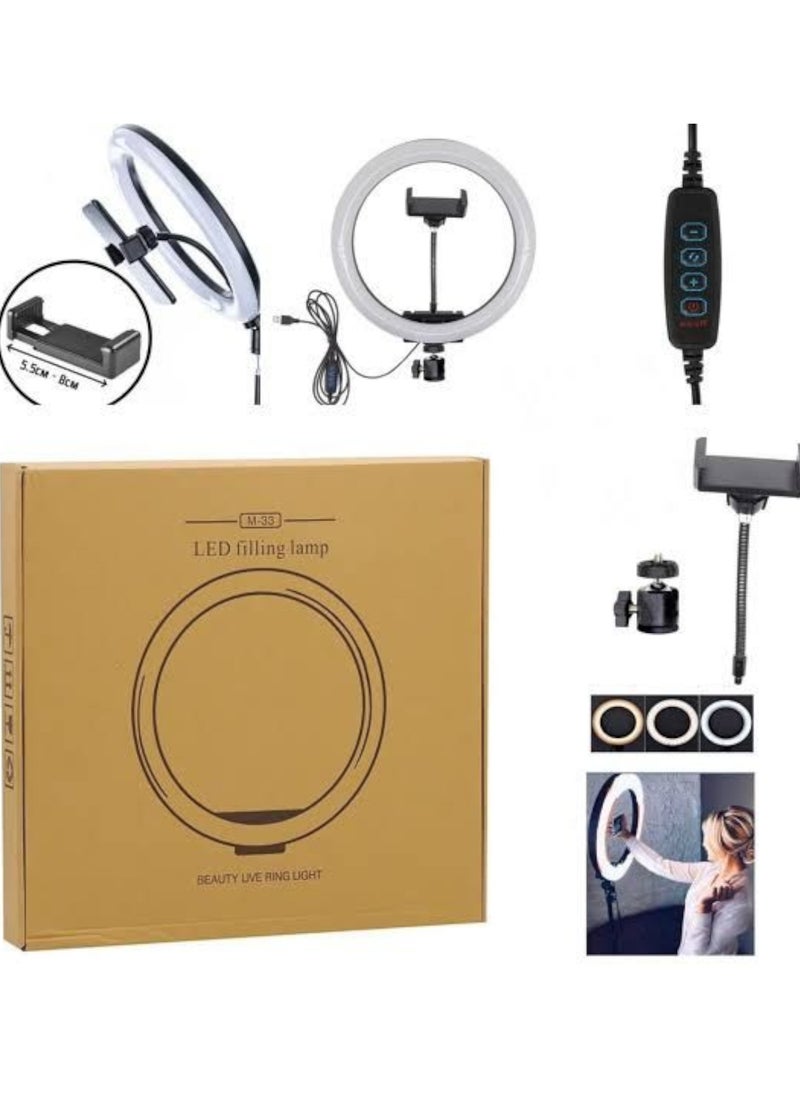 Generic 33cm LED Ring Light Dimmable Ring Light with Smartphone Holder 