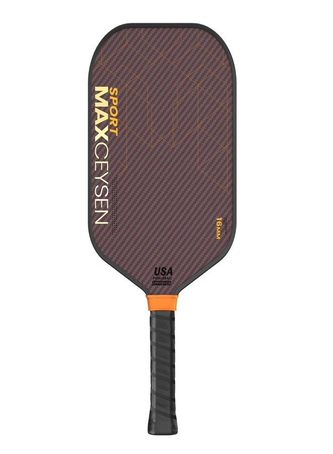 Maxceysen Pickleball Paddles Carbon Fiber Single Paddle USAPA Approved 16MM High Performance Lightweight Racket with Wide Face Long Grip for Men Women Beginner Starters Black Orange - Image 1