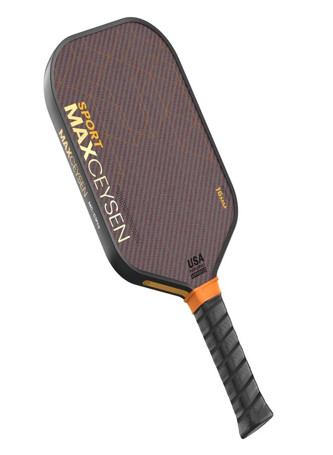 Maxceysen Pickleball Paddles Carbon Fiber Single Paddle USAPA Approved 16MM High Performance Lightweight Racket with Wide Face Long Grip for Men Women Beginner Starters Black Orange - Image 2